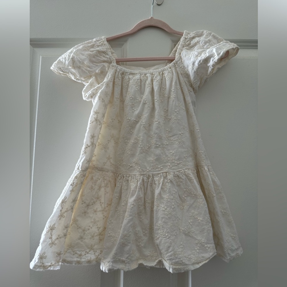 Zara beige color dress. Embroidered tulle dress